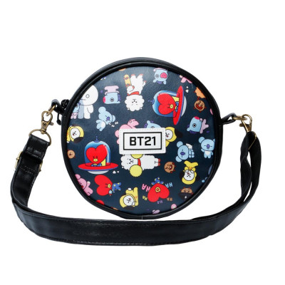 BTS | Kulatá taška přes rameno "BT21 Squad", černá