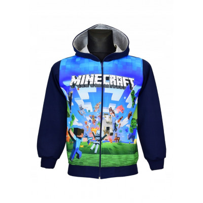 MINECRAFT | Mikina Minecraft s kapucí "Overworld", tmavě modrá/černá