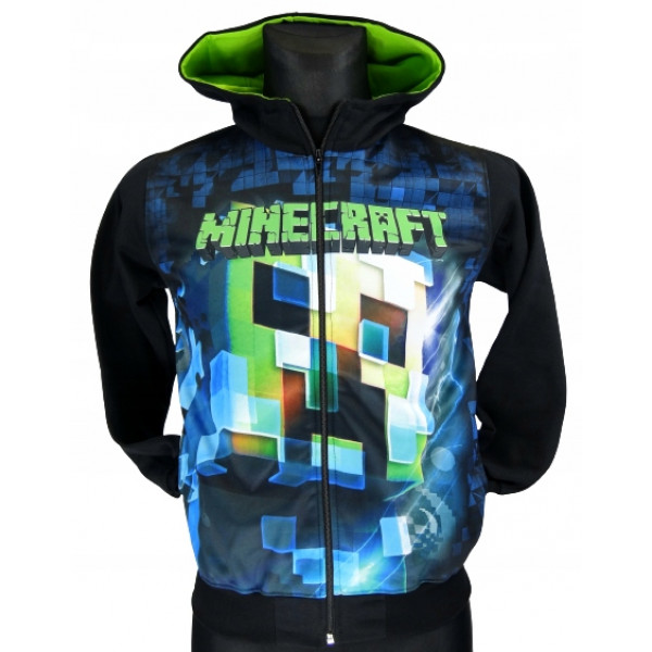 MINECRAFT | Mikina Minecraft s kapucí "Creeper", tmavě modrá/černá
