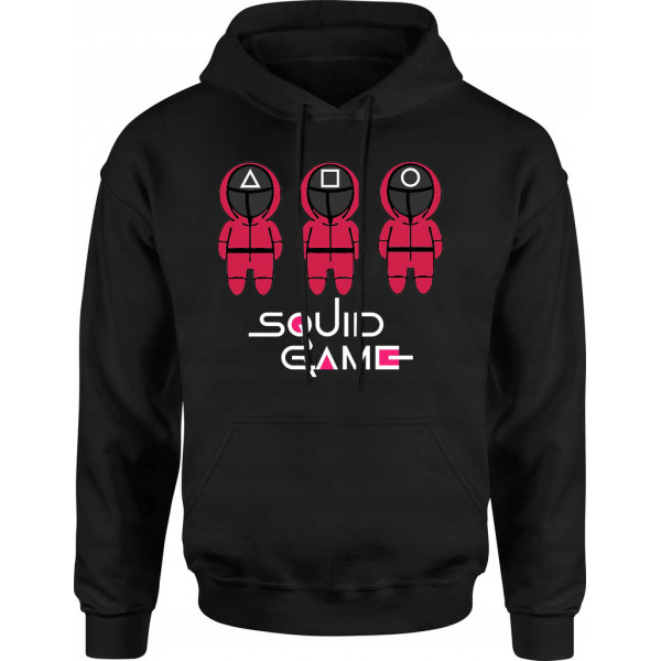 Squid Game | Mikina s kapucí Hra na oliheň, černá, "Chibi stráže" vel. L