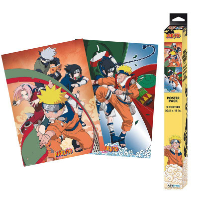 Sada  plakátů NARUTO SHIPPUDEN,  sada 2 plakátů Chibi "Tým 7, Naruto vs. Sasuke", 52cm x 38cm