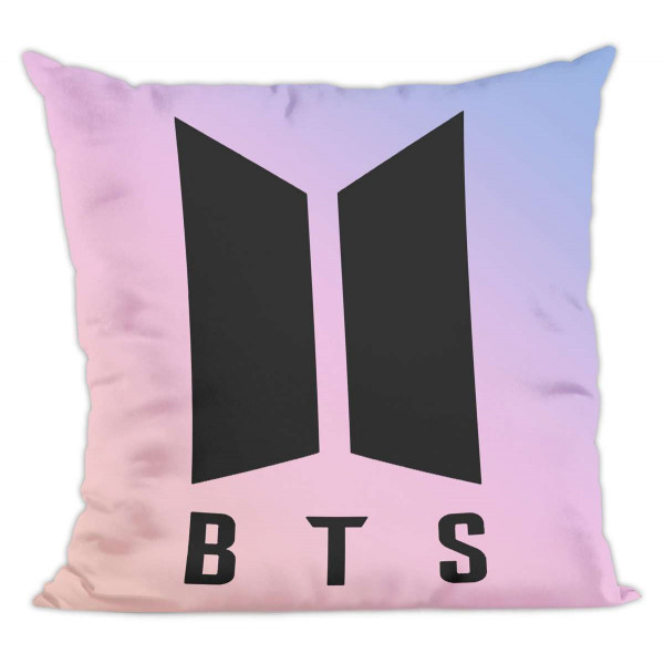 BTS | Polštář BTS logo, růžový/černý, 40x40
