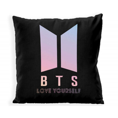 BTS | Polštář BTS logo černý/růžový "Love Your Self" 40x40