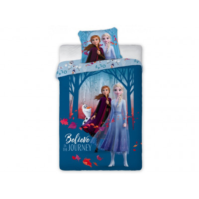 Frozen | Povlečení - Ledové Království Anna & Elsa & Olaf, bavlněné, modré, 140x200, 70x90