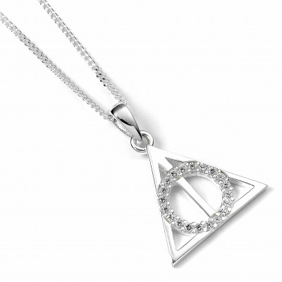 HARRY POTTER | Stříbrný náhrdelník s řetízkem Relikvie smrti s krystaly SWAROVSKI, BHPSN002